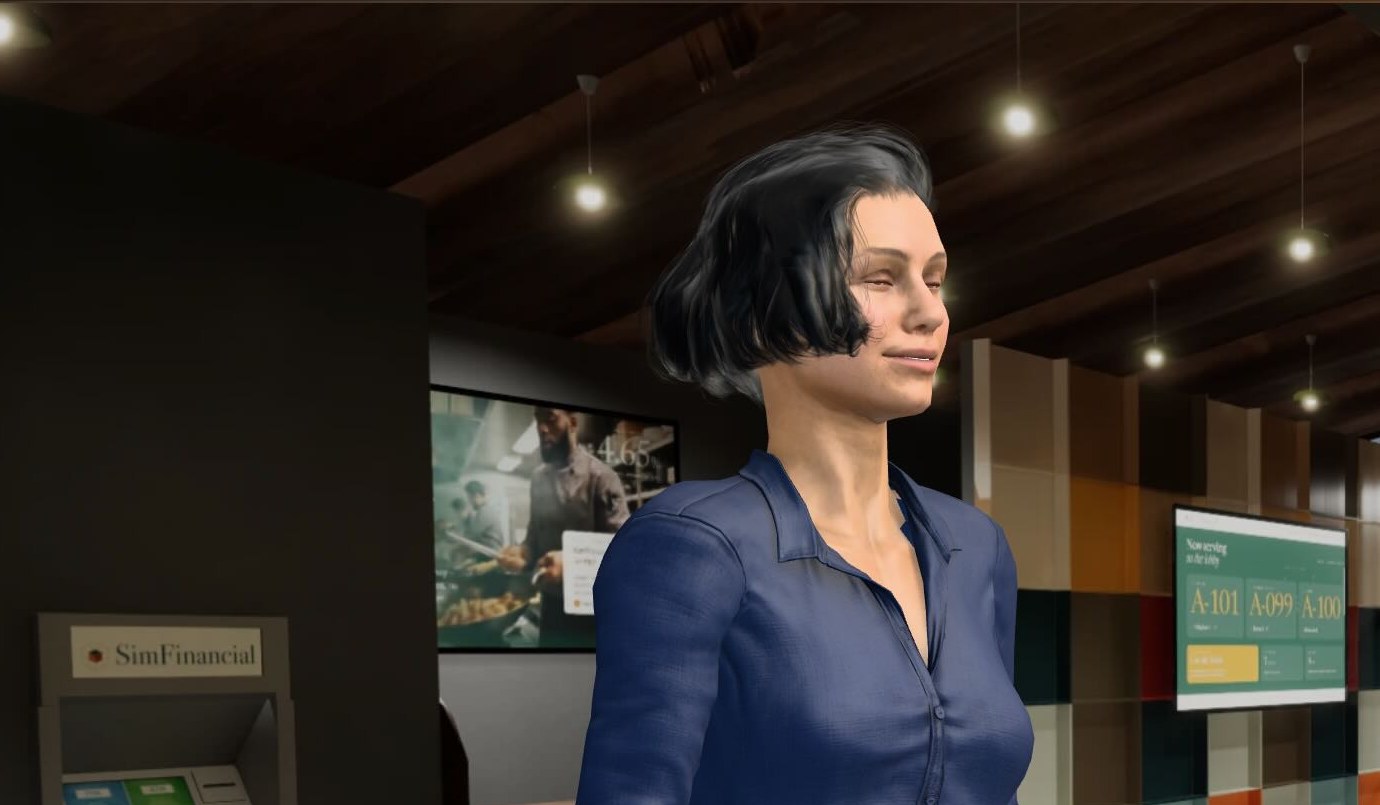Banker Assist: a lifelike banker avatar in a SimFinancial branch lobby